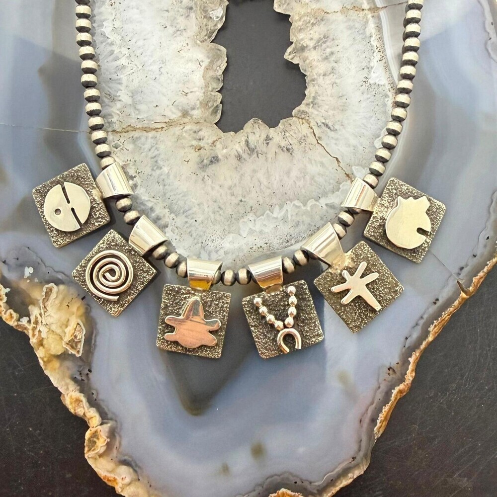 Alex Sanchez Native American Sterling Silver Petroglyph Dainty Pendant For Women